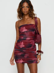 Sabato Strapless Mini Dress Red Floral