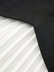 Long Sleeve Color-Block Pleated Dress