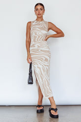 Elsinore Sleeveless Knit Maxi Dress Beige
