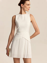 Pleated Hem Mini Dress